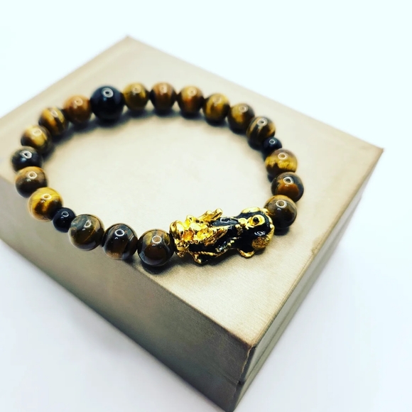 Tiger Eyw Pixiu bracelet 8 mm - Picture 2 of 6